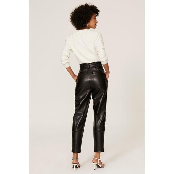 Peter Som x RTR Black Faux Leather Tie Waist Pants Size 14 - Picture 3 of 8